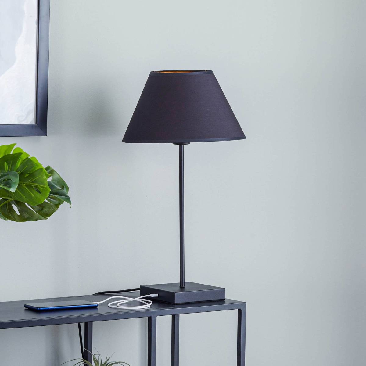 Luminex TAFELLAMP Tafellamp, conische kap zwart-goud