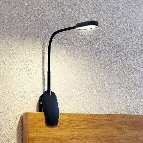 PRIOS klemlamp Najari, zwart, oplaadbare batterij, USB, 51 cm