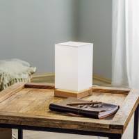 BRITOP Tafellamp Canvas, eikenhout, hoekig, wit