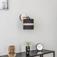 Eko-Light Wandlamp Terra van hout en textiel, zwart