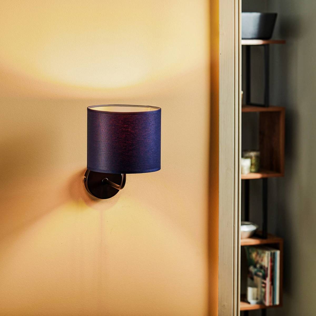 Luminex Wandlamp Soho, cilindervormig, blauw/goud