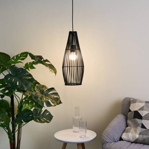 Pauleen Timber Love hanglamp van rotan, zwart