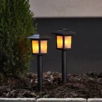 STAR TRADING LED solar-sokkellamp Flame Mini in 2 per set