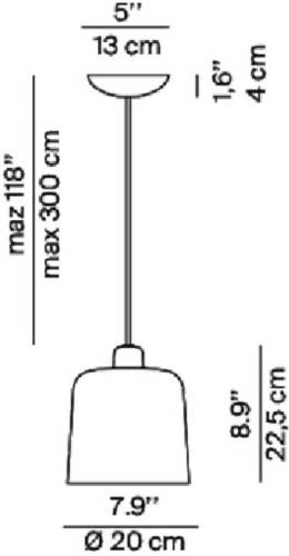 Luceplan Zile hanglamp zwart mat, Ø 20 cm