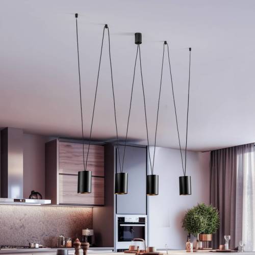 Nowodvorski Lighting More Tone hanglamp, zwart/goud, 4-lamps