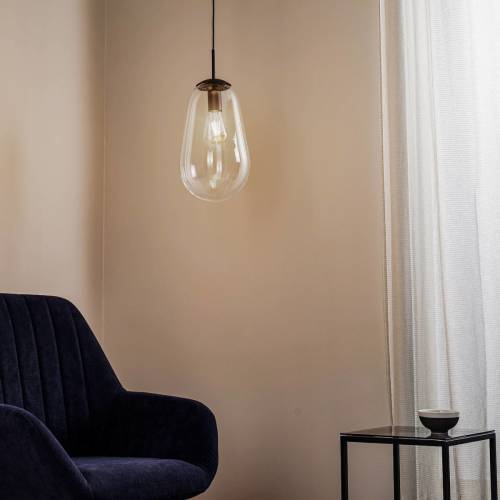 Nowodvorski Lighting Hanglamp Pear M met glazen kap, zwart