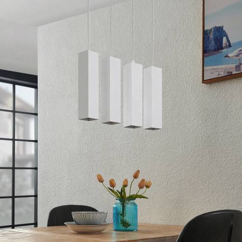 PRIOS Neliyah hanglamp, hoekig, wit, 4-lamps