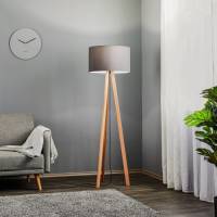 quitani vloerlamp Arim, beuken, chintz grafiet, driepoot