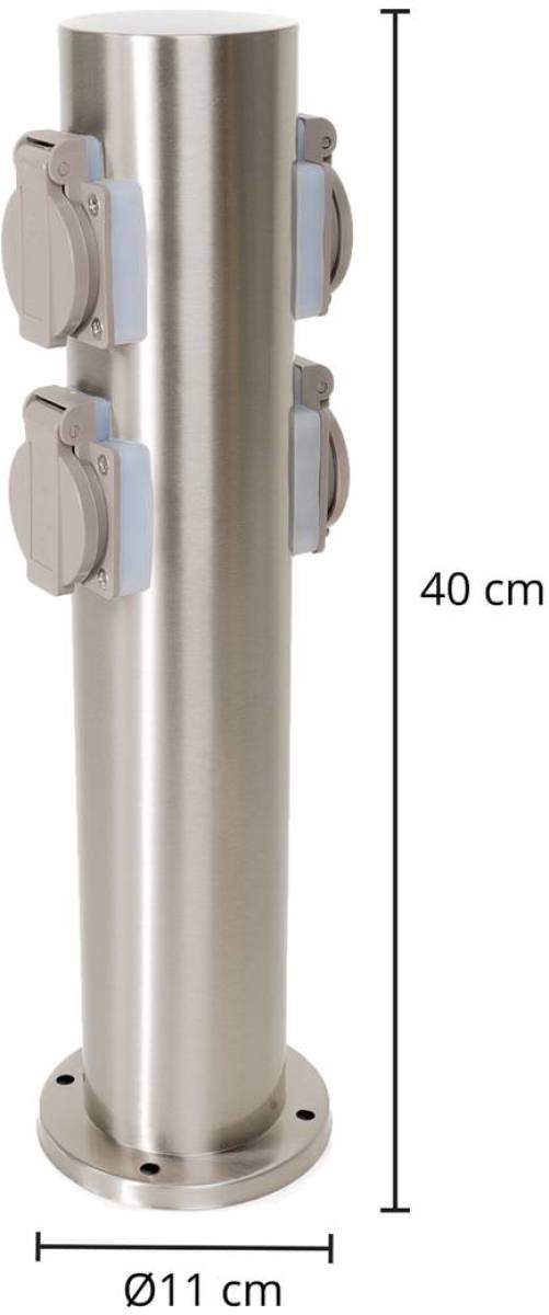 PRIOS Helvin energieprofiel, 4 stopcontacten, roestvrij staal