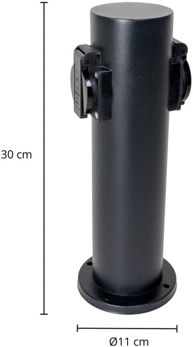 PRIOS Helvin energie profiel, 2 stopcontacten, zwart