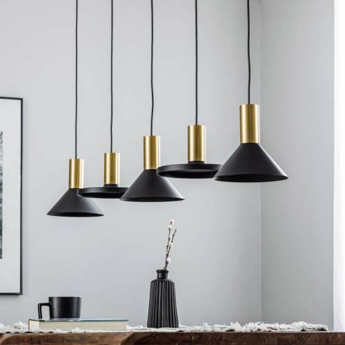 Nowodvorski Lighting Hanglamp Hermanos V 5-lamps zwart/messing