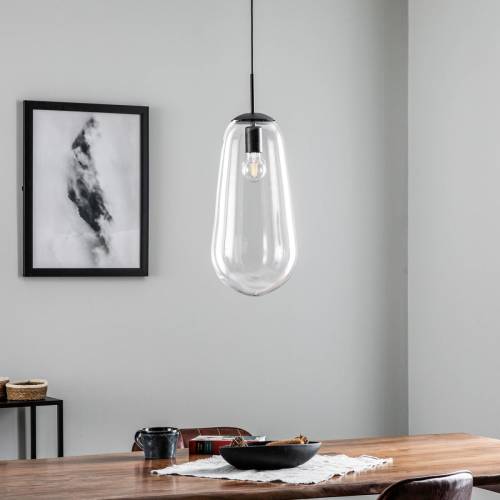 Nowodvorski Lighting Hanglamp Pear L met glazen kap, zwart