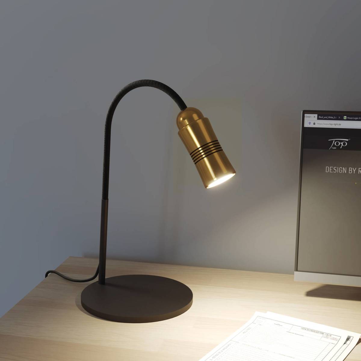 Top Light Neo! Table LED tafellamp dimbaar messing/zwart