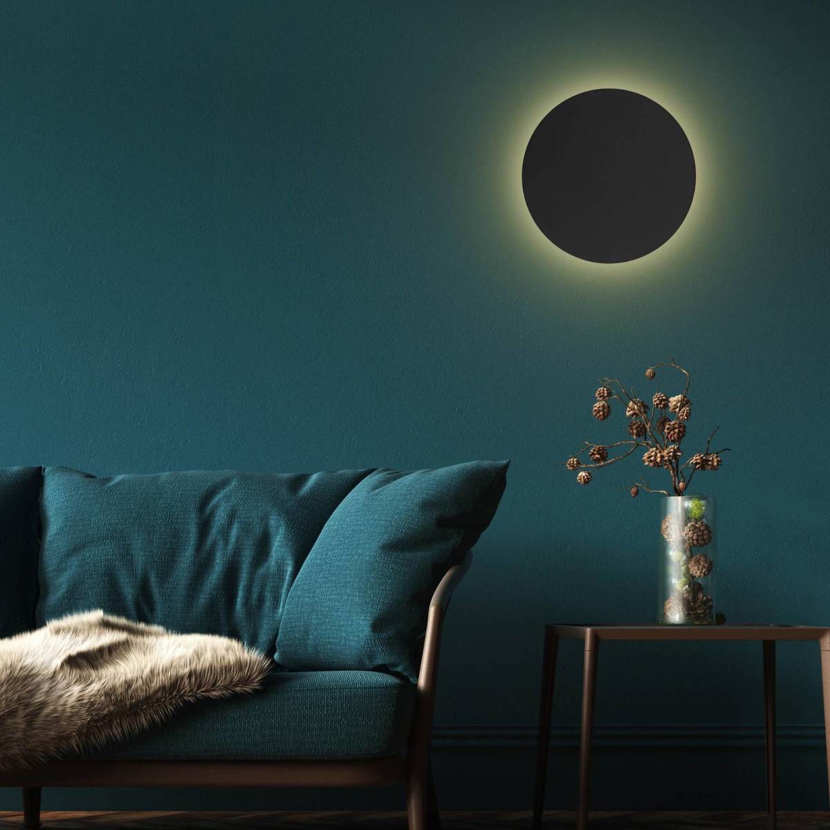 TK Lighting Lunia New wandlamp, zwart, Ø 40 cm