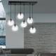 EMIBIG LIGHTING Glasachtige hanglamp 6-lamps recht helder glas