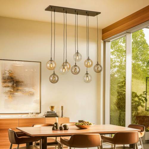 EMIBIG LIGHTING Glassy hanglamp 9-lamps recht glas driekleurig