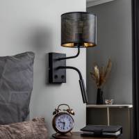 Luminex Wandlamp Jovin 1-lamp met spot zwart/goud