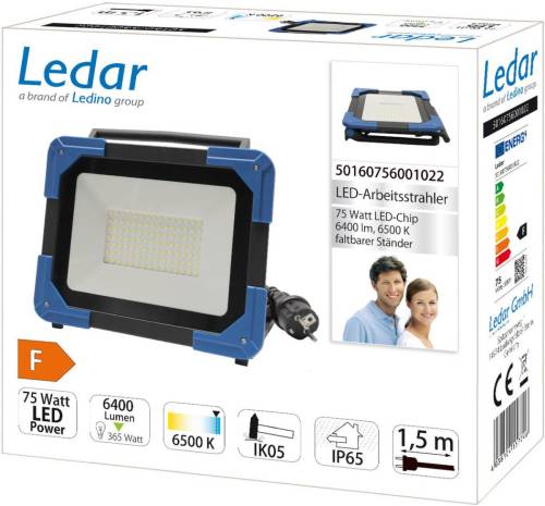 Ledino LED schijnwerper Ledar 6.500 K 120° zwart 75 W