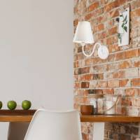 Lamkur Wandlamp Mary met stoffen kap, wit
