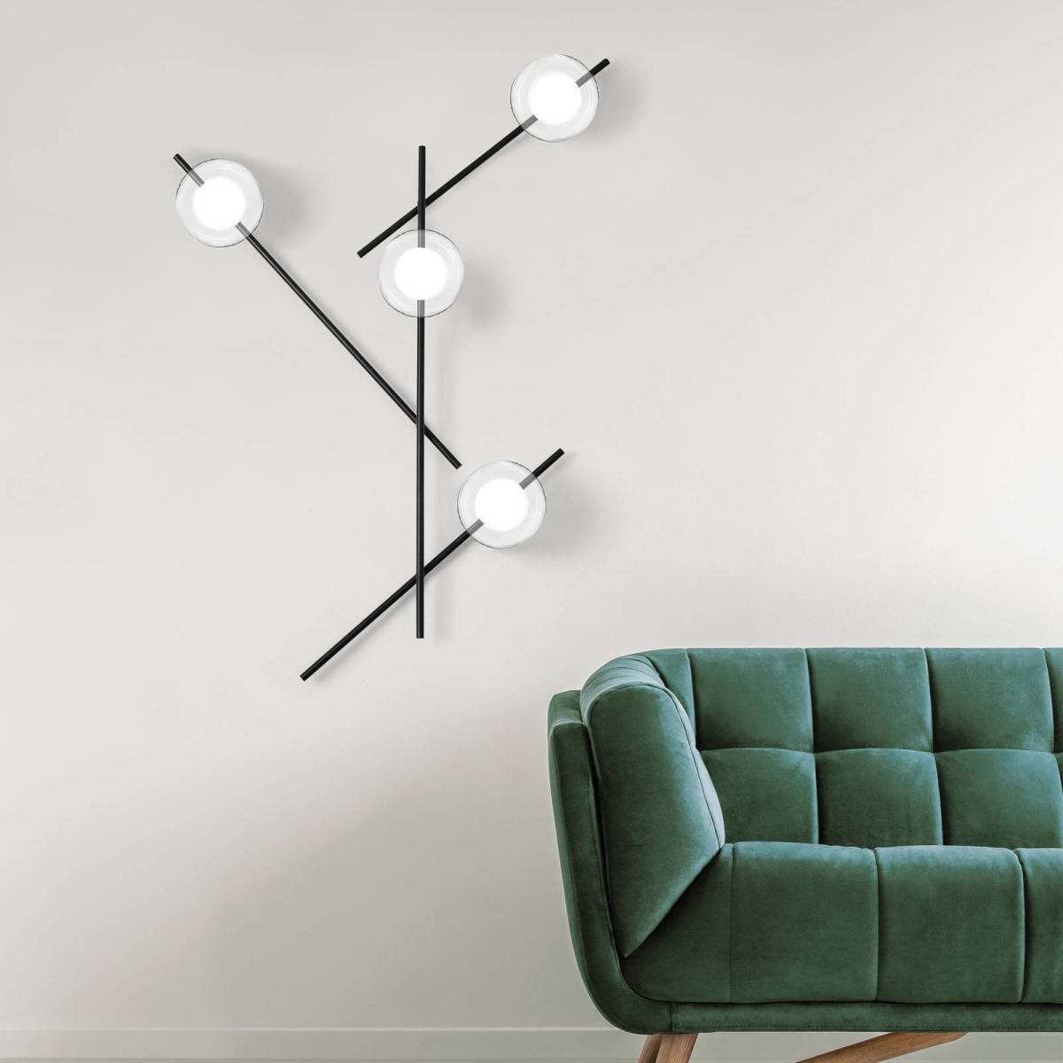 MILOOX BY Sforzin Wandlamp Mikado, helder/frosted, 4-lamps