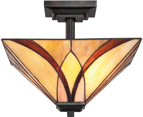 QUOIZEL Plafondlamp Asheville Tiffany-design hoogte 30,5