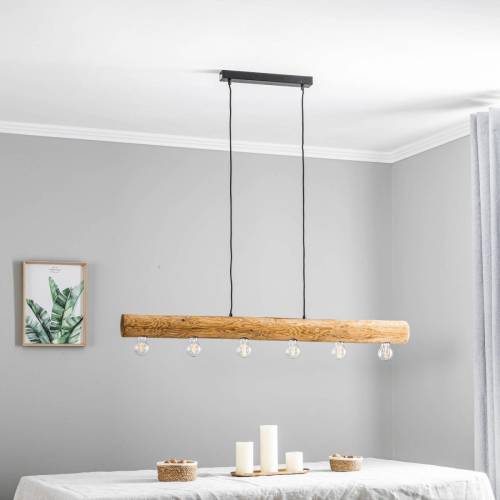 Envostar Beam hanglamp 6-lamps dennenhout licht