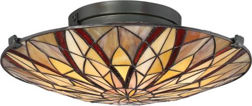 QUOIZEL Plafondlamp Victory met kap in Tiffany-stijl