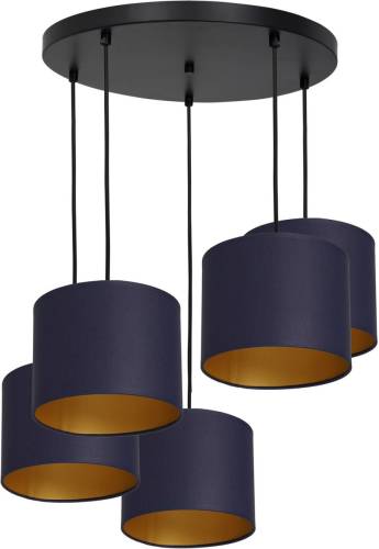 Luminex Hanglamp Soho cilindrisch rond 5-lamps blauw/goud