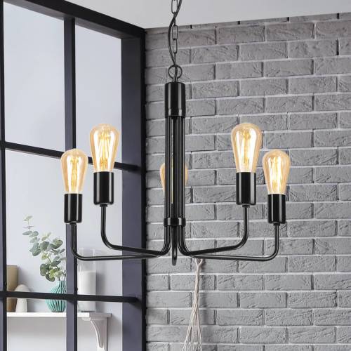 Lamkur Kroonluchter Malou, 5-lamps, zwart