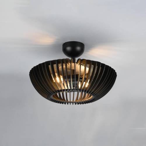 Trio Lighting Plafondlamp Colino van houtlamellen, zwart