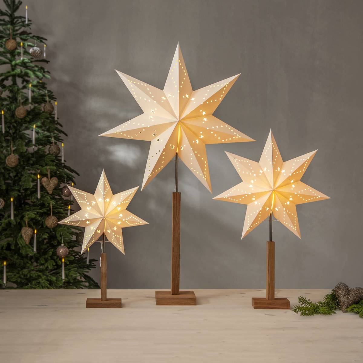 STAR TRADING Staande ster Karo Maxi eiken naturel/wit