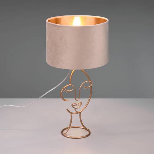 Reality Leuchten Tafellamp Mary met gezicht-ontwerp, beige/goud