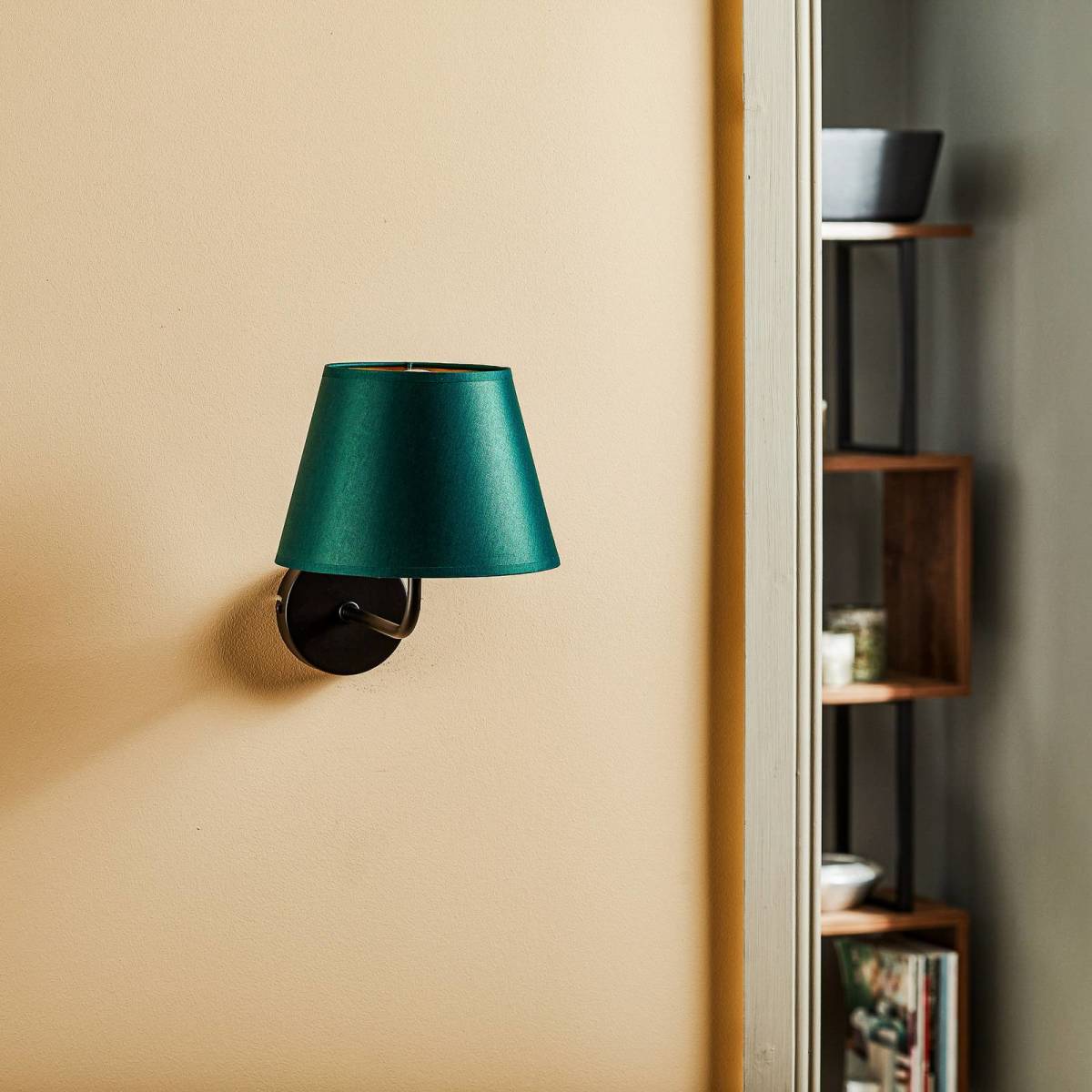 Luminex Wandlamp Soho, conisch, groen/goud
