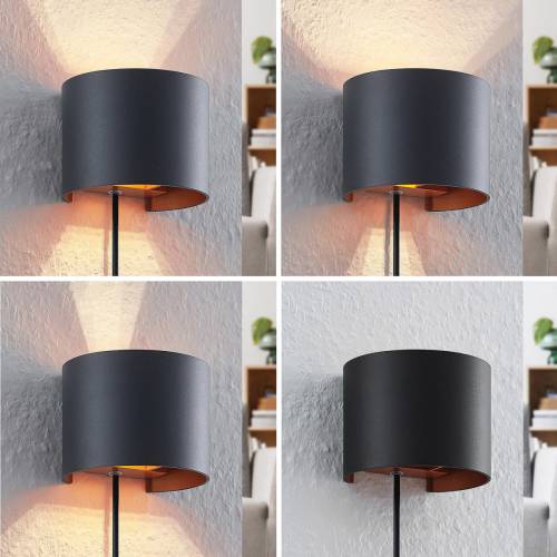 Arcchio wandlamp Zuzana, rond, zwart, met stekker