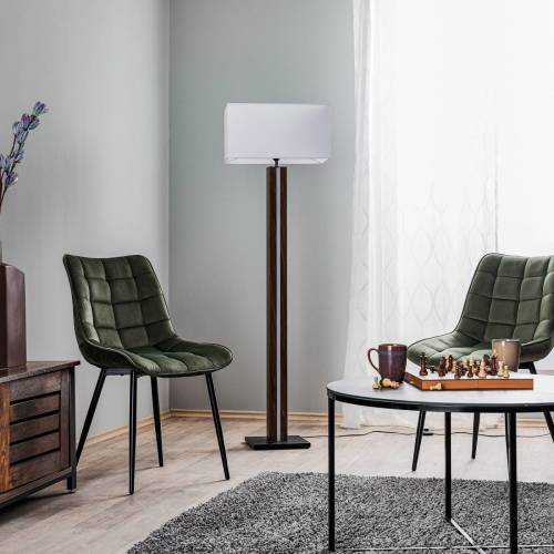 BRITOP Vloerlamp Elegance, dimbaar, notenfineer, wit