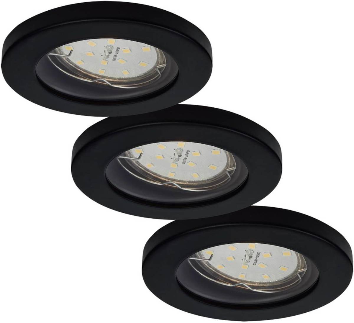 ELC Delfan LED badkamer-inbouwlampen 3 stuks zwart
