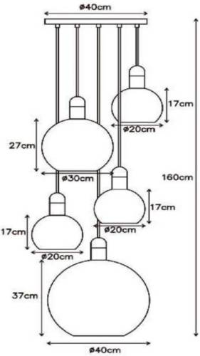 Lucide Hanglamp Julius, 5-lamps, opaal