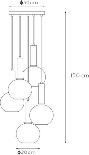 Lucide Hanglamp Marius, zwart, 5-lamps