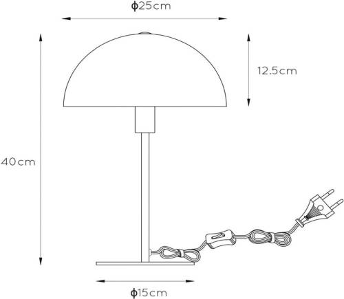 Lucide Stalen tafellamp Siemon, Ø 25 cm, okergeel