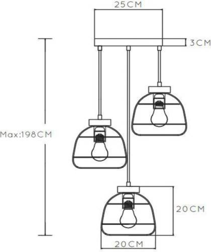 Lucide Hanglamp Filox, zwart, 3-lamps, rond