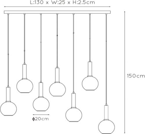 Lucide Hanglamp Marius, zwart, 7-lamps