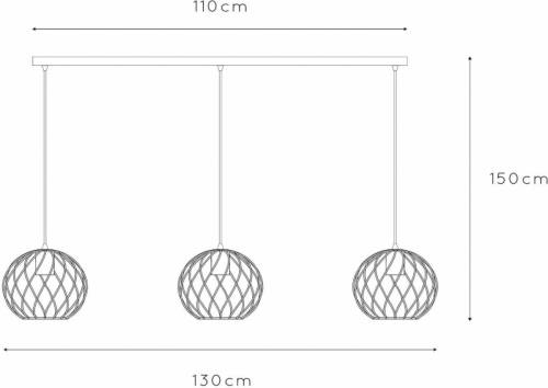 Lucide Hanglamp Danza, 3-lamps, langwerpig, zwart