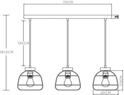 Lucide Hanglamp Filox, zwart, 3-lamps, langwerpig