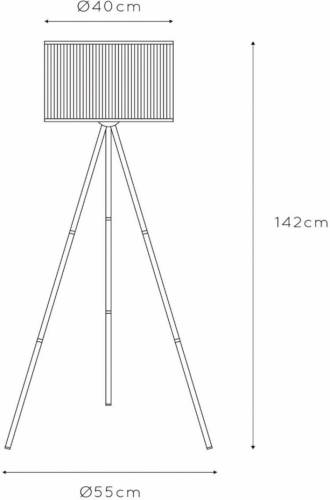 Lucide Vloerlamp Tagalog van bamboe, zwart, driebeen