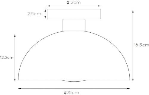 Lucide Plafondlamp Siemon van staal, Ø 25 cm, okergeel