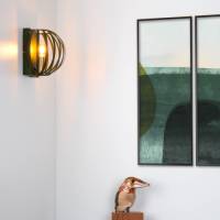 Lucide Wandlamp Manuela met kooikap, groen/goud