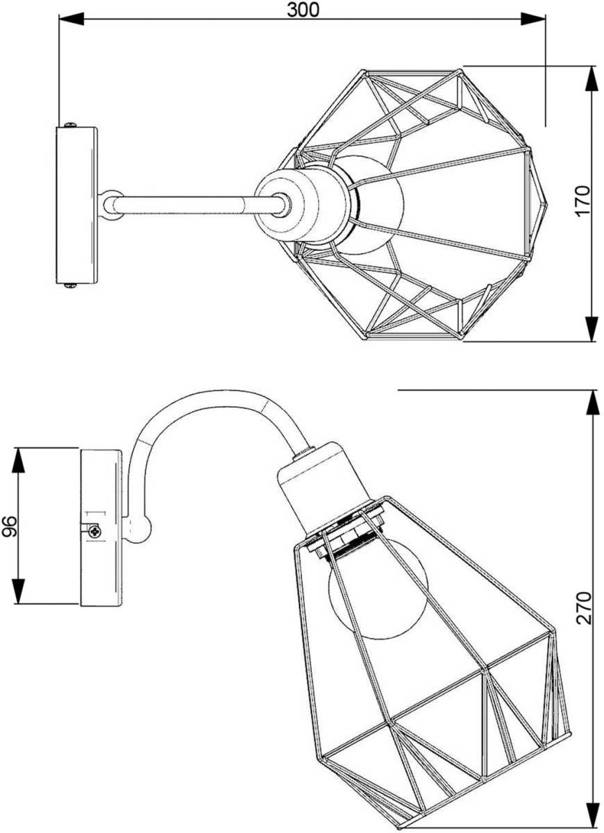 Luminex Jin wandlamp, zwart/messing, 1-lamp