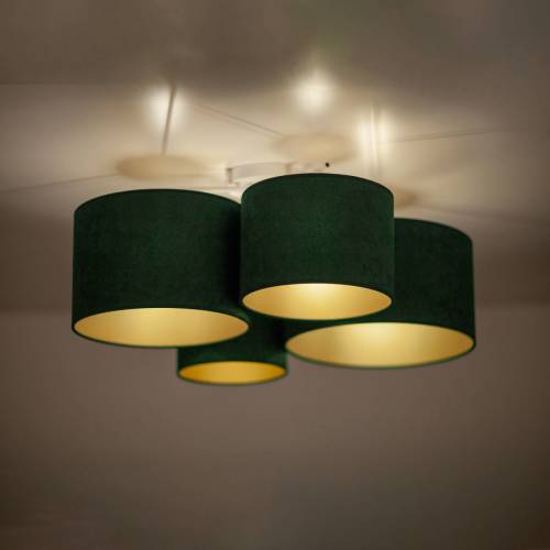 EULUNA Lodge plafondlamp, 4-lamps, groen/goud
