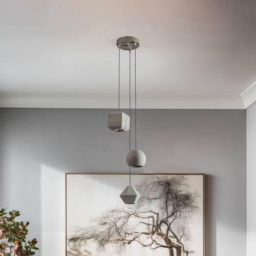 Nowodvorski Lighting Hanglamp Geometric III van beton, 3-lamps