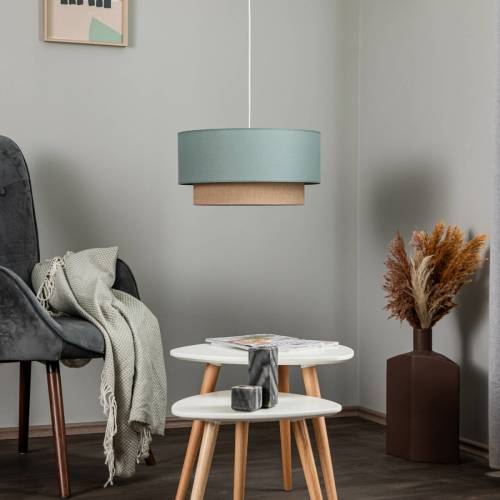 Duolla Hanglamp Boho, Ø 45 cm, 1-lamp, saliegroen/jute